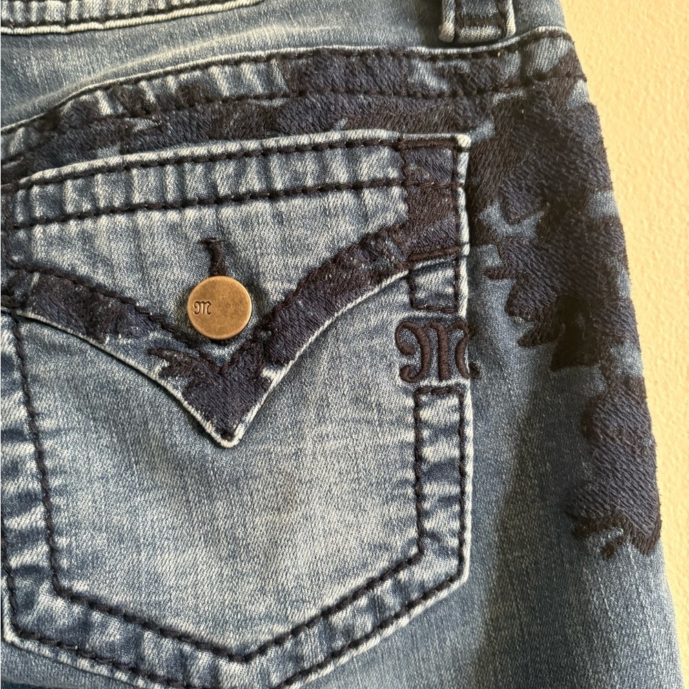 Miss Me Jeans Womens Size 28 x28 Skinny Blue Denim Embroidered Jeans - Picture 3 of 6